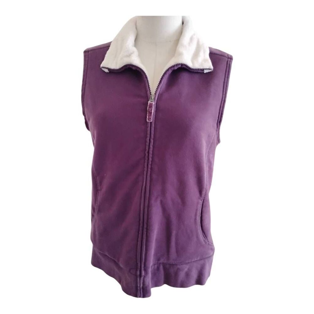 LL Bean Purple Sherpa Vest Size Medium